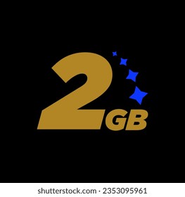 Ilustración de icono de tipografía vectorial de 2 GB