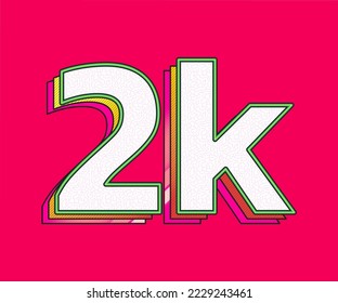 2k, 2000 Followers, illustration 2k in red background. One thousand likes social media.