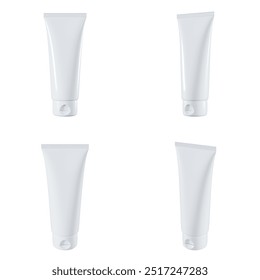 2K 4 vista de 3D Render mockup Skincare Tube. Partes superior e inferior separadas.