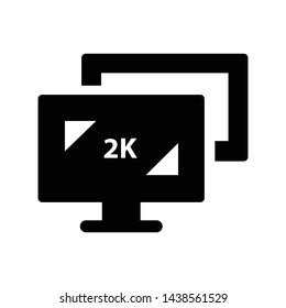 2K computer monitor icon vector black color design