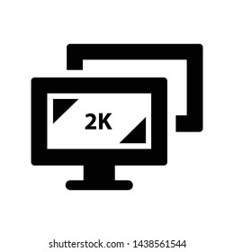 2K computer monitor icon vector black color design