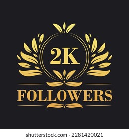 2K Followers celebration design. Luxurious 2K Followers logo for social media followers