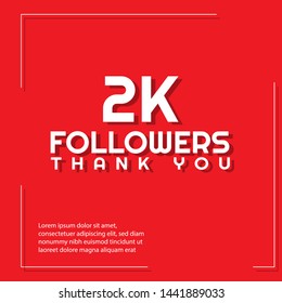 2k Followers - thank you. red design template 2000 followers