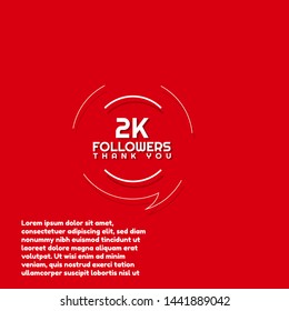 2k Followers - thank you. red design template 2000 followers