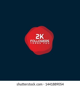 2k Followers - thank you. red design template 2000 followers