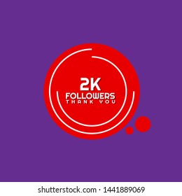 2k Followers - thank you. red design template 2000 followers