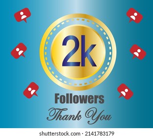 2k followers.thank you followers. Social media subscriber banner.
