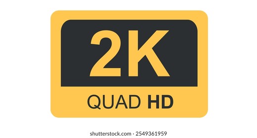 2K Quad HD resolution label. Flat style design isolated on white background.