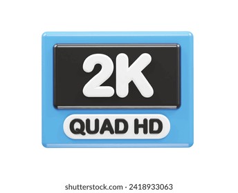 2k resolution text icon 3d illustration rendering