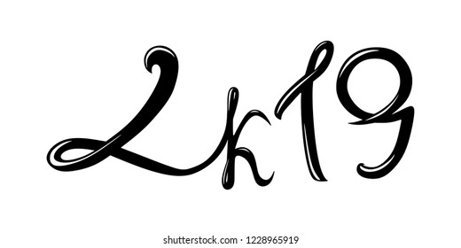 2k19, lettering word black color. isolated vector image eps 10