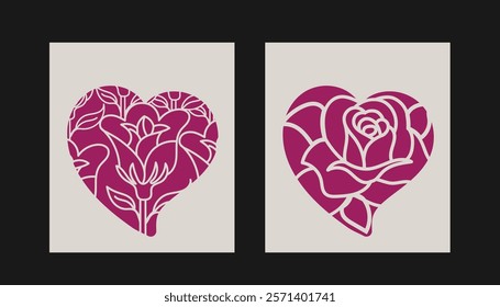 2-layer violet heart shape Valentine's Gift Card Bundle.