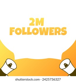 2M Followers banner icon. Flat style. Vector illustration