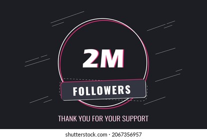 2M Followers, Thank you Followers Banner, card, vector illustration design

