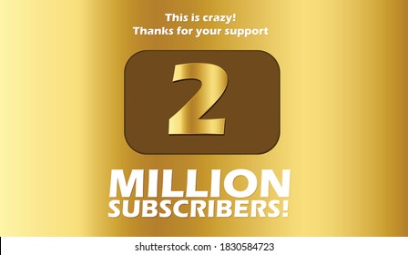 2M subscribers celebration background design. 2 million subscribers Play Button