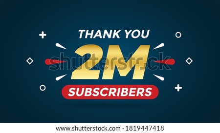 2M subscribers celebration background design. 2 Million subscribers