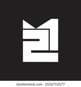 2M - two million, simple and easy flat icon logo design white color on black background
