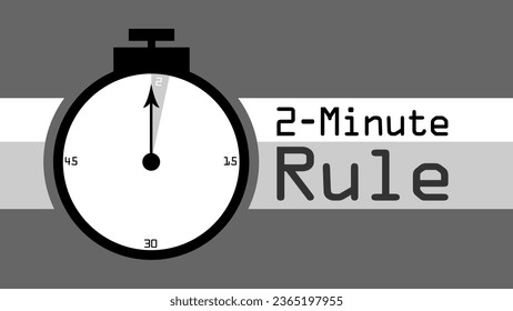 2-Minute Rule Vector. Simple illustration of stopwatch showing 2 minutes interval part. Rule of time management.