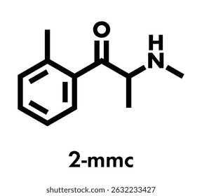 2-MMC synthetic cathinone drug molecule. Skeletal formula.