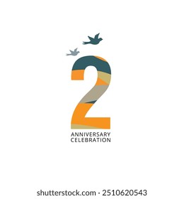 2do, 2 años de aniversario Logo, dos, elemento de diseño de Plantilla de Vector para cumpleaños, invitación, boda, jubileo e ilustración de tarjeta de felicitación.