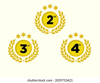 Icono de la segunda, tercera, cuarta posición de la medalla de oro. Diseño de vectores.  