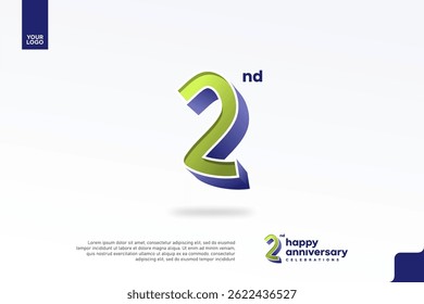 2nd Anniversary 3D Number with Silver Jubilee Design in Pear Green and Violet Blue