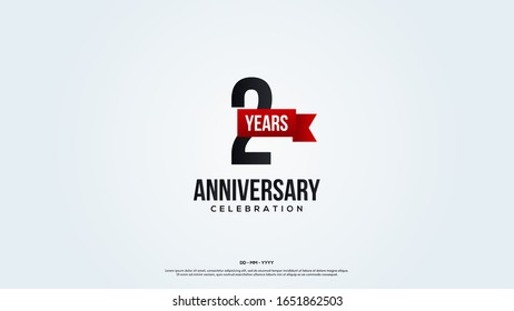 2nd anniversary background with illustrations of numbers in a circle with writing on the ribbon.