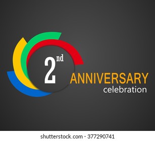 2nd Anniversary celebration background, 2 years anniversary card illustration - vector eps10