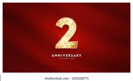 2nd Anniversary celebration - Golden numbers with red fabric background