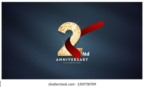 2nd Anniversary celebration - Golden numbers with red fabric background