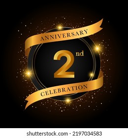 2nd anniversary celebration. Golden anniversary celebration template design, Vector illustrations.