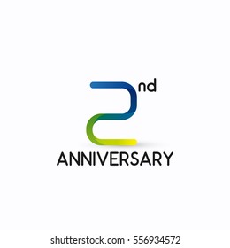 2nd anniversary celebration logo,colorful, isolated on white background