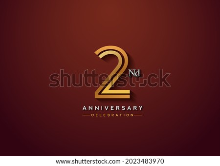 2nd anniversary celebration logotype with linked number gold and silver color isolated on elegant color. vector anniversary for celebration, invitation card, and greeting card
