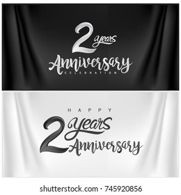 2nd Anniversary Celebration Logotype. two years Anniversary handmade Calligraphy. Vector Illustration.