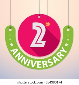 2nd Anniversary - Colorful Badge, Paper cut-out
