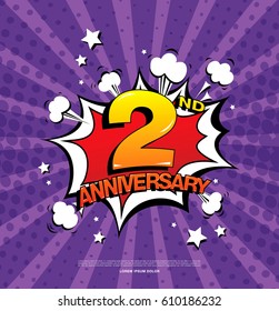 2nd anniversary emblem. Two years anniversary celebration symbol