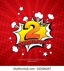 2nd anniversary emblem. Two years anniversary celebration symbol