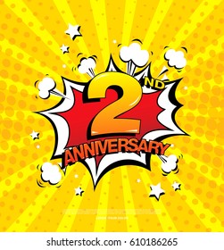 2nd anniversary emblem. Two years anniversary celebration symbol