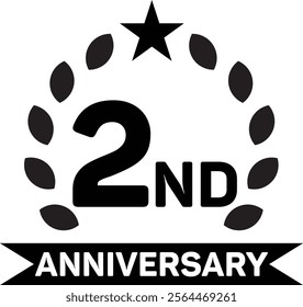 2ND Anniversary flat icon vector illustration
