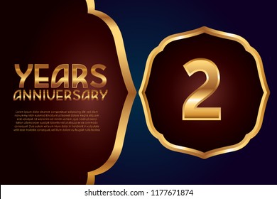 2nd Anniversary gold numbers. background for anniversary
