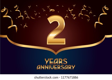 2nd Anniversary gold numbers. background for anniversary