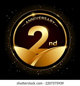 2nd anniversary, Golden anniversary template design. Logo vector illustration