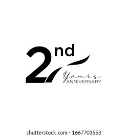 2nd anniversary lack logo with ribbon design number icon