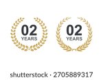 2nd anniversary laurel wreath. 2 year anniversary floral laurel wreath. Anniversary icon or logo with laurel wreath. 2nd year celebration label vector illustration