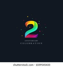 2nd Anniversary Logo Design, Number 2 Icon Vector Template.


