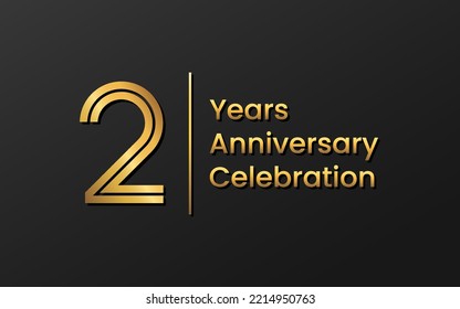 Logo del 2do aniversario con color oro para folletos, afiches, banners, revistas, web, folletos, invitaciones o tarjetas de felicitación. Ilustración del vector