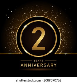 2nd anniversary logo. Golden anniversary celebration logo design for booklet, leaflet, magazine, brochure poster, web, invitation or greeting card. rings vector illustrations.