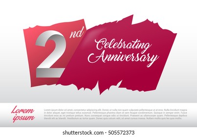 2nd anniversary logo with red abstract backgrond. design template