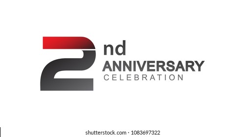 2nd anniversary logo red and black design simple isolated on white background for anniversary celebration.
