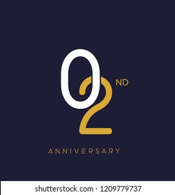 2nd anniversary logo.overlapping number with simple monogram color. vector design for greeting card and invitation card.