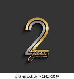 Segundo logotipo de aniversario. Diseño de planilla de celebración del aniversario para folletos, folletos, revistas, afiches de folletos, banner, web, invitación o tarjeta de saludo. Ilustraciones vectoriales.
